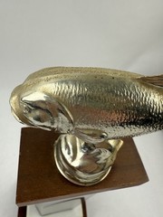 Bass Fishing Trophy “Biggest Bass” 1973 W/ Metal Fish Topper & Marble 15” VTG GC