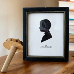 Antique Framed Silhouette of a Young Boy, Victorian Edwardian Wall Art