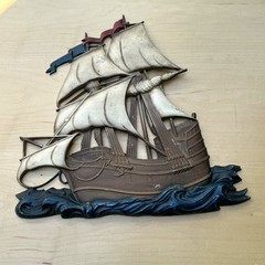 Vintage Metal Sail Ship Boat Sexton Wall Art Nautical / Pirate / Sea Decor