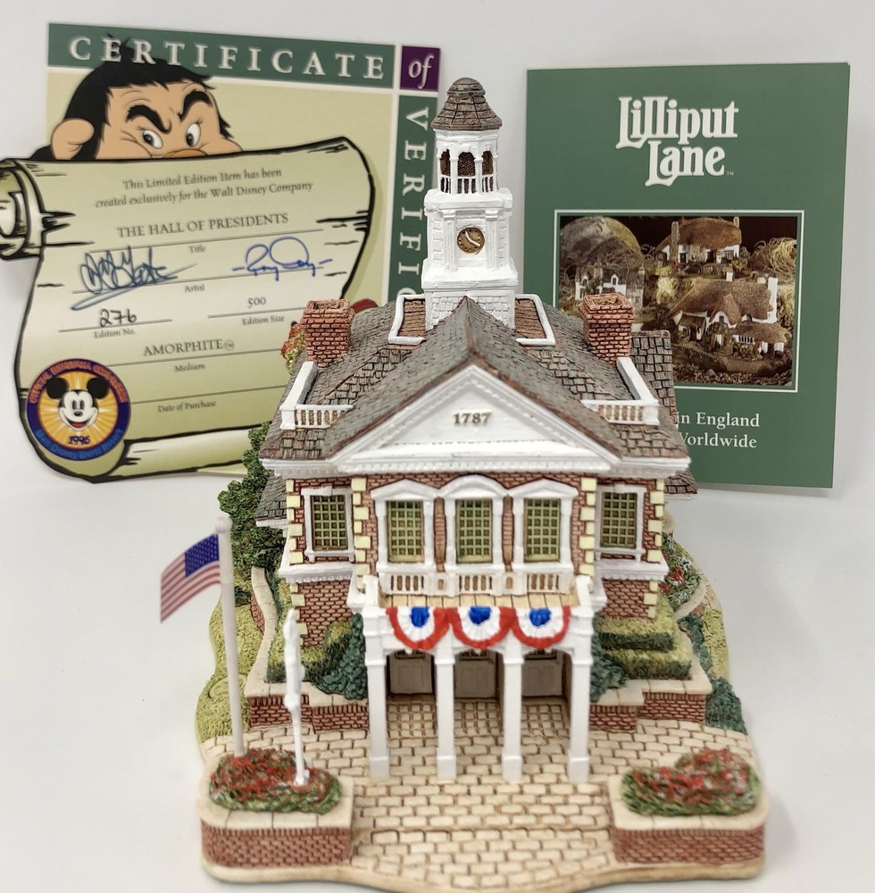 Lilliput Lane Disney Collection Hall Of Presidents MIB w COA. Ltd. Ed. Signed