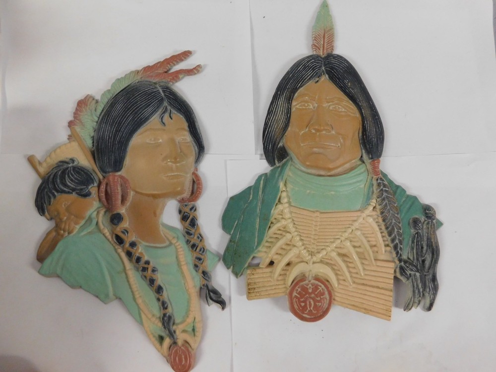 Made In USA Sexton Native American Indian Cast Aluminum Wall Hanging I H 2