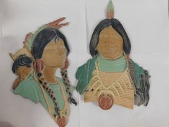 Made In USA Sexton Native American Indian Cast Aluminum Wall Hanging I H 2