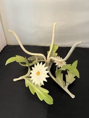 Vintage Toleware Metal Flower Wall Hook 8″ Blue Flower and Daisy Candle Holder.