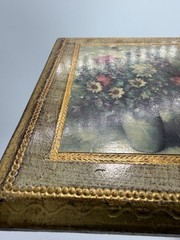 VTG Gold Gilt Italian Florentine Tole Wood Wall Picture Plaque FLORAL 7”x 6”