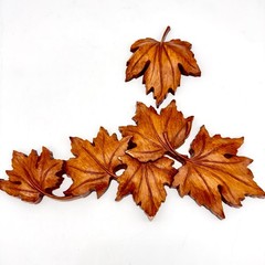 Syroco Faux Wood Maple Leaf Wall Decor Plaque Set 2 Resin Brown Autumn 7686 7687