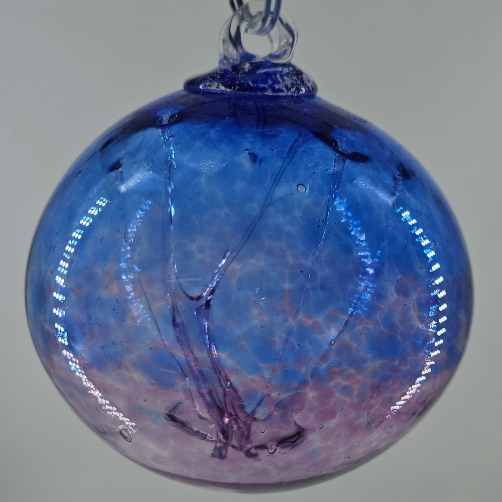 Hand Blown Art Glass Spirit Tree Embossed Witch Ball Orb Sphere ornament Kugel