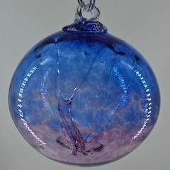 Hand Blown Art Glass Spirit Tree Embossed Witch Ball Orb Sphere ornament Kugel