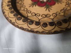 Vintage Wooden Pyrography Mandala Plate Hand Painted Decorative Wall Hanging Art