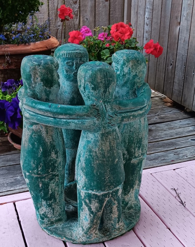 TABLE vtg circle of friends mayan aztec mexican candle garden sculpture western