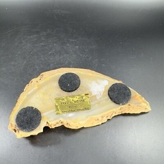 Vintage Carved Brazil Agate Stone Dish Ashtray Decor Wakefield Industries Vtg