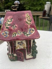 Vtg Blue Sky Clayworks Cozy Corner House Tea Light 2000 10x6x6” Heather Goldminc