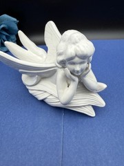Vintage Fitz And Floyd Fairy Figurine Trinket Dish Art Nouveau Porcelain Ceramic