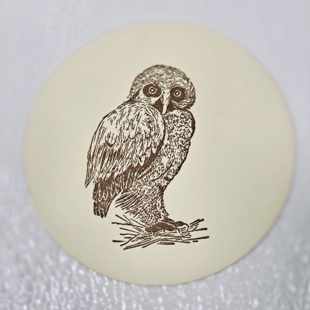 Decoupage Owl Coasters Brown Paper Craft Set of 14
