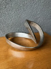 Mental Abstract Ribbon Sculpture Metal Art Modernist Mid Century Mcm