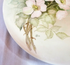 Wild Roses Flower Porcelain Plate Platter 9″ Hand Painted Artist Sampler