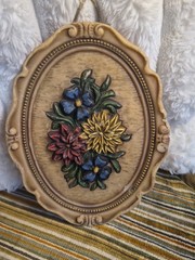 Kerzenhaus Wertklaude Floral Relief Wax Wall Plaque Ornate Frame Collectible