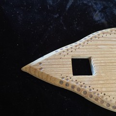 Vintage Norwegian Tine Box Wood Folk Art Scandinavian small 9×6 Signed UN 1987