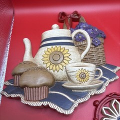 Vintage 3 pc Set Home Interiors 3-D Country Kitchen Decor Wall Plaques