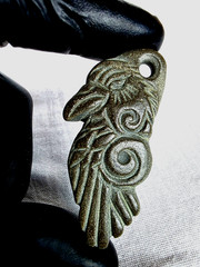 300 BC Ancient Carved Engraved Gemstone Pendant Medallion Amulet Mythical bird