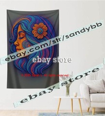 Celestial Goddess Face Tapestry 3D relief look Wall Art mystic decor 39X59 in
