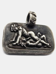 Ancient Roman Erotic Silver Pendant Classical Relief Scene Wearable Artifact