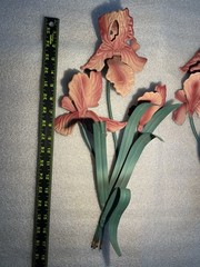 Vintage Toleware Metal Iris Pair