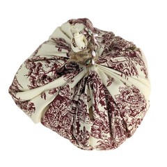 Folk Art Red Toile Fabric Stuffed Pumpkin 32″ Around Farmhouse French Country