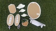 VTG Burwood HOMCO HOME INTERIORS 9pc White Wall Hanging Set MCM Purple Decor