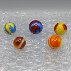 .57″-.72″ Vintage Akro Agate Corkscrew Marble Lot of 5 (Good)- #Q144