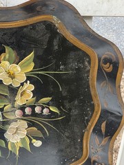 Antique Victorian Tole Tray Big! Easter Lily Hand Painted Incredible Detail! Art