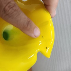 Art Glass Hand Blown Calla Lily Tulip, Yellow Teal Vase 13″ with flowers