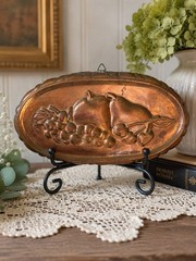 Vintage Copper Mold with Hanger 12 x 6 in Fruit Pattern