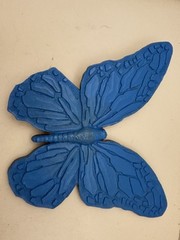 Vintage 1967 HOMCO 7040 7041 Blue Butterfly Wall Decor Plaques Set of 2 USA READ