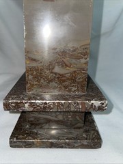 Vintage Modernist Carved Italian Brown Marble Obelisk Art Deco MCM 12.5”