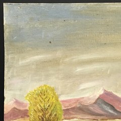 Vintage Amateur Desert Mountain Plein Air Landscape Oil Painting Unframed Issues