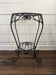 VTG Longaberger Wrought Iron Generations Plant Stand Woodcraft Side Table