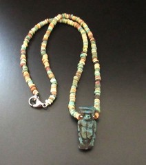 NILE Ancient Egyptian Pataikos Amulet Mummy Bead Necklace ca 300 BC