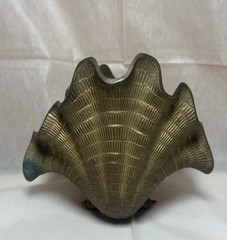 Vintage 1950s Solid Brass Clam Shell Trinket/Planter Hand Crafted In India
