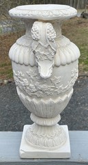 LARGE Vintage 20th C. Neoclassical Deco White Chalk / Plaster Relief Vase Urn