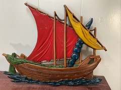 S/2 Vintage Cast Aluminum Ships – Nautical Wall Decor Art – Midwest 1993