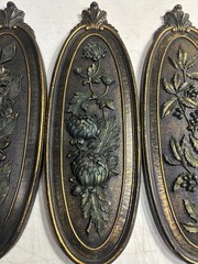 Vtg 1974 Syroco Set of 3 Seasons Floral Wall Gold Plaque #7314 #7315 #7316