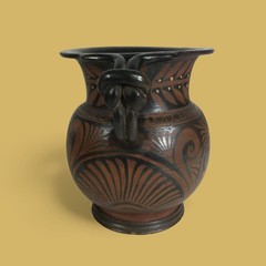 Ancient Greek Apulian Red-Figure Ceramic Olpe Wine Jug, 4th Century B.C.