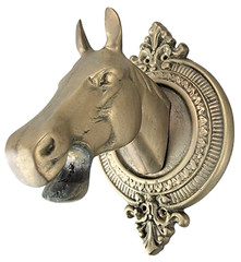 Rare Y2K Vtg Antique Brass Horse Head Rod Rack Equine Equestrian Animal Metal