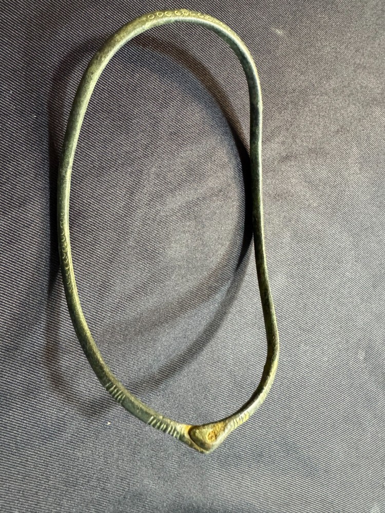 Ancient Roman Bronze Anklet – Decorated Penannular Bangle/Relic