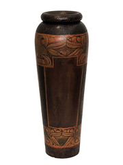Very Large Art Nouveau Pokerwork Vase Signed Howe — 41 cm High