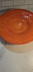 Murano Glass bowl Bright Orange 🍊 White 13 1/2 Inches Wide