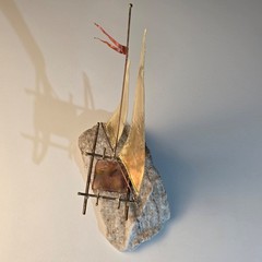 Mid-Century Modern Brass & Copper Sailboat by DeMott on Quartz