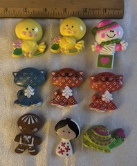Avon fragrance glace pins Turtle gingerbread cat Chick Jack in the Box Lot of 9