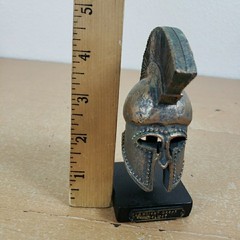 Vintage Small Ancient Greek Copper Corinthian Helmet Roman Spartan 5″ Figurine