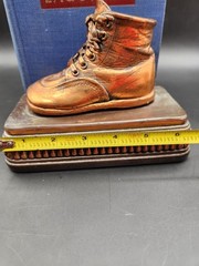 Copper Colored Bronze Baby Shoes on Bases Bookends -Perma Plated- Vintage